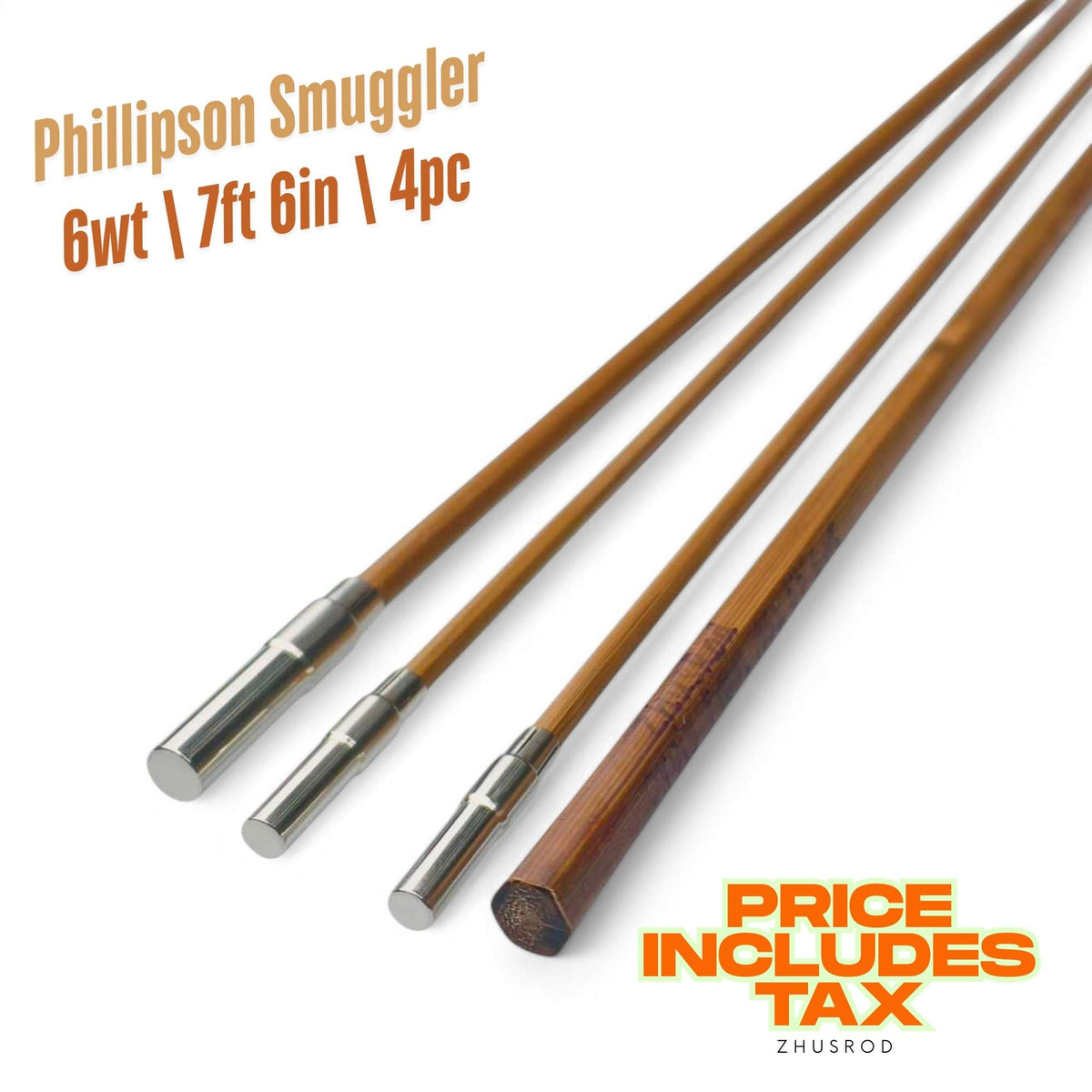 6wt | 7ft 6in  | 4pc | bamboo fly rod blank | Phillipson Smuggler | ZHUSROD Main image