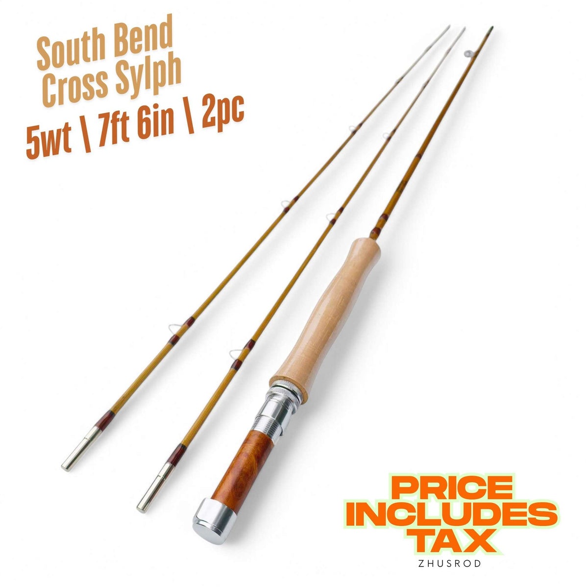 5wt - 7ft 6in - 2pc - bamboo fly rod - South Bend Cross Sylph | ZHUSROD