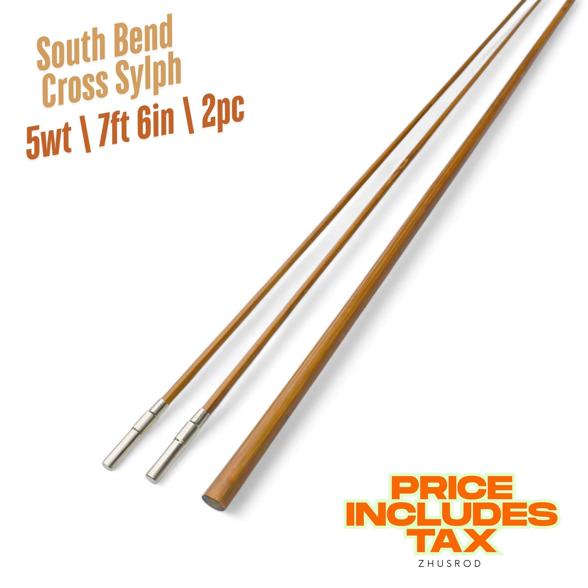 5wt | 7ft 6in  | 2pc | bamboo fly rod blank | South Bend Cross Sylph | ZHUSROD Main image