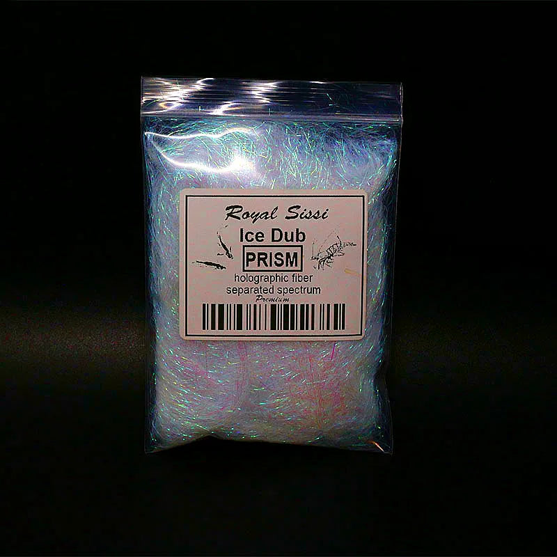 Royal Sissi 15-Color Prism Ice Dubbing Fiber, Iridescent Synthetic Fly Tying Materials for Nymphs and Streamers, Prismatic Sparkle Ice Wing Fiber
