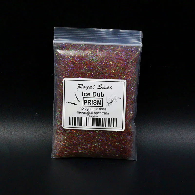 Royal Sissi 15-Color Prism Ice Dubbing Fiber, Iridescent Synthetic Fly Tying Materials for Nymphs and Streamers, Prismatic Sparkle Ice Wing Fiber