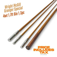4wt | 7ft 6in  | 3pc | bamboo fly rod blank | Wright McGill Granger Special
