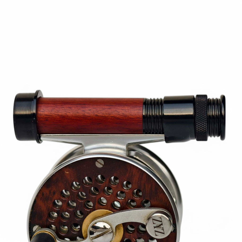 - Dark Red Hardwood Fly Reel Seat - Anodized Aluminum Down-Locking Design - 92mm Length - 21g Ultralight - Setup Vi | ZHUSROD