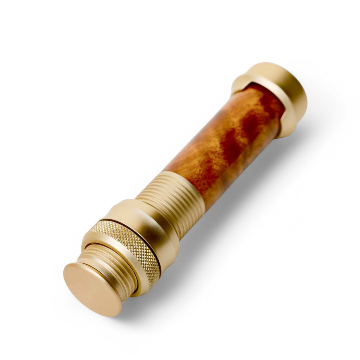Fly Reel Seat - Solid Wood Body + Gold Anodized Aluminum - Down-Locking Design - 96mm Length - 27g Ultralight | ZHUSROD Main image