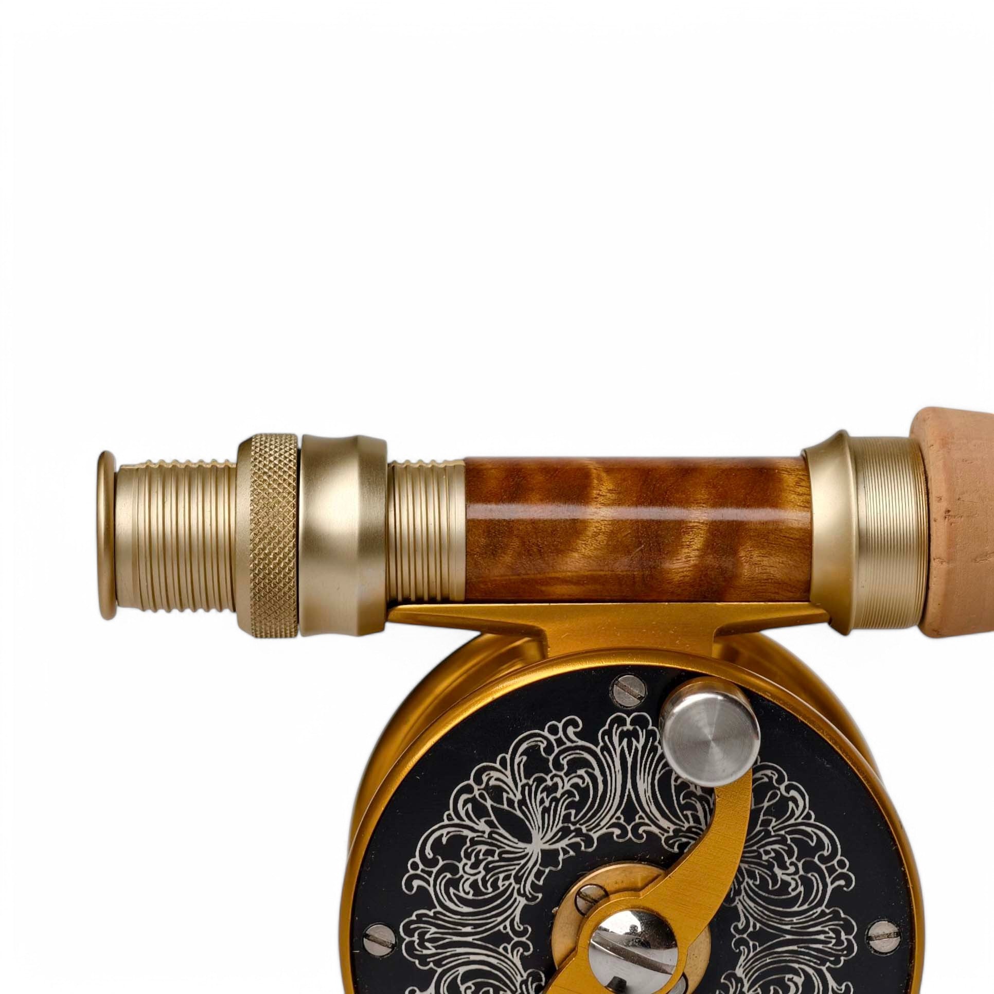 ZHUSROD S2 Up-Locking Fly Reel Seat - Solid Wood & Gold Aluminum, 96mm, 27g Secondary image