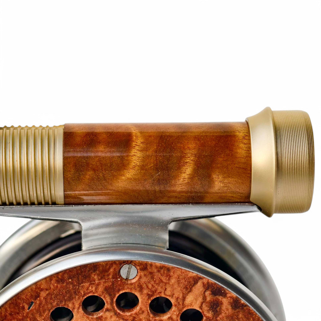 Fly Reel Seat - Solid Wood Body + Gold Anodized Aluminum - Down-Locking Design - 96mm Length - 27g Ultralight - Clo | ZHUSROD