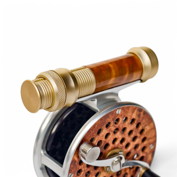 Fly Reel Seat - Solid Wood Body + Gold Anodized Aluminum - Down-Locking Design - 96mm Length - 27g Ultralight - Set | ZHUSROD