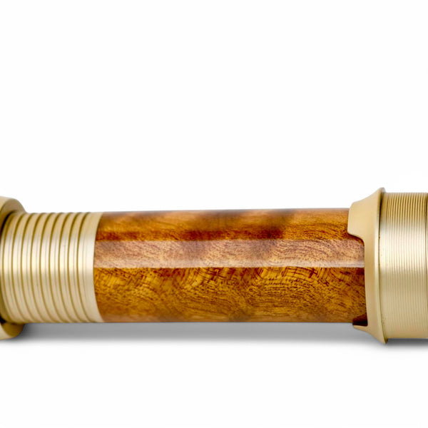 Fly Reel Seat - Solid Wood Body + Gold Anodized Aluminum - Down-Locking Design - 96mm Length - 27g Ultralight - Ang | ZHUSROD