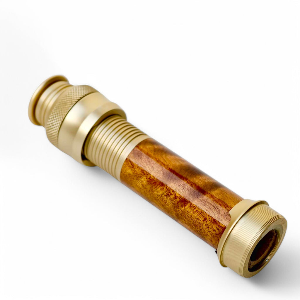 Fly Reel Seat - Solid Wood Body + Gold Anodized Aluminum - Down-Locking Design - 96mm Length - 27g Ultralight - Ful | ZHUSROD
