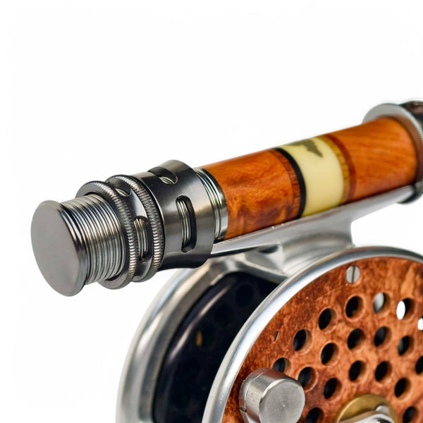 - Fly Reel Seat - Totem Wood & Anodized Aluminum - Downlocking Design - 96mm Lightweight - 9.5mm Inner Diameter - D | ZHUSROD