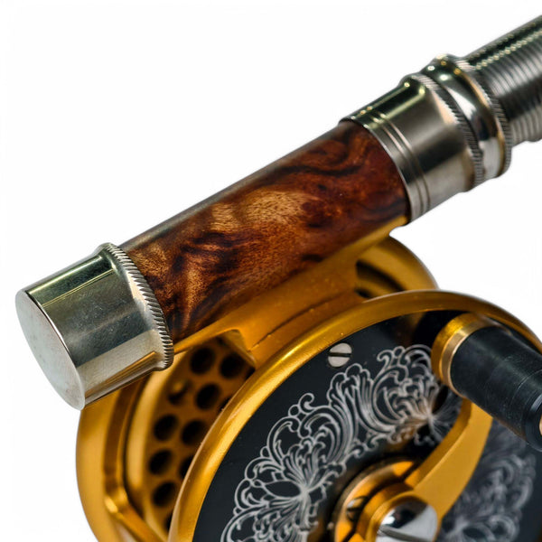 - Natural Wood Fly Reel Seat - Engraved Nickel-Silver Locking - 93mm Length - Ultralight Design - Alternate View | ZHUSROD