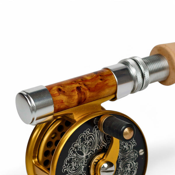- Natural Wood + Anodized Aluminum Fly Reel Seat - 100mm Length - Locking Mechanism - Ultralight Design - Full View | ZHUSROD