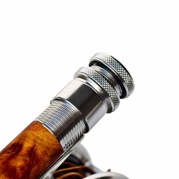 - Natural Wood + Anodized Aluminum Fly Reel Seat - 100mm Length - Locking Mechanism - Ultralight Design - Side View | ZHUSROD