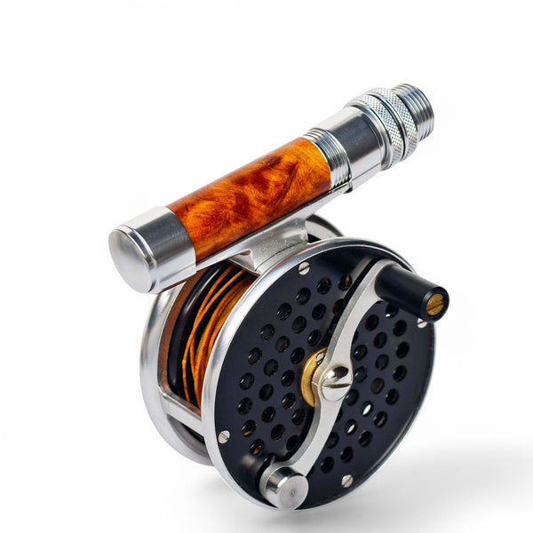- Natural Wood + Anodized Aluminum Fly Reel Seat - 100mm Length - Locking Mechanism - Ultralight Design - Close-Up | ZHUSROD