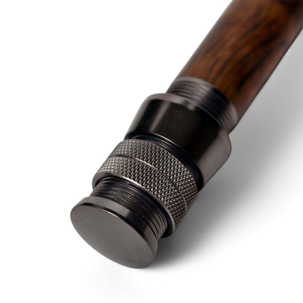 - Wooden Fly Reel Seat - Dark Grey Anodized Aluminum - Double Locking System - 20g Ultralight - Detail | ZHUSROD