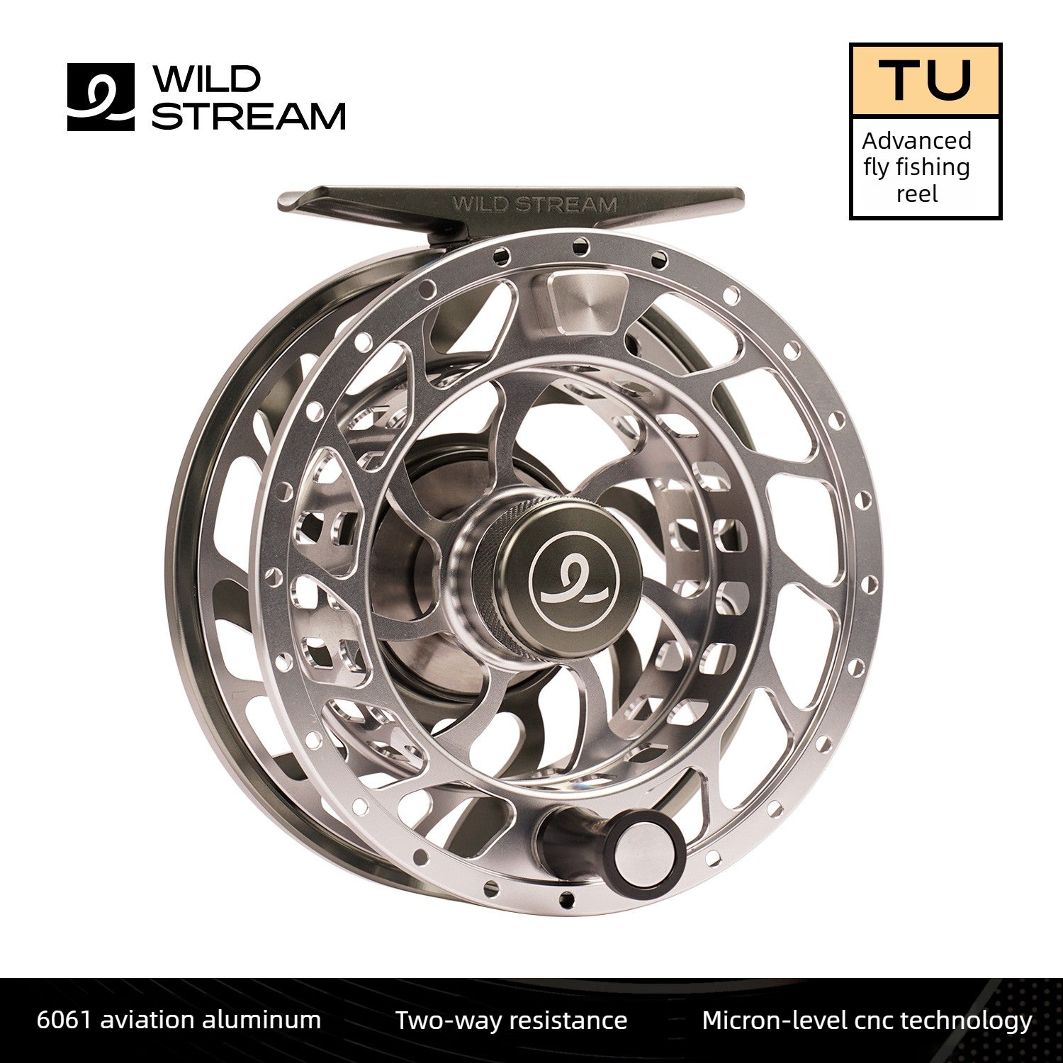 Wildstream TU Series Fly Fishing Reel - CNC Machined 6061 Aviation Aluminum Fly Reel with Two-Way Drag System, Large Arbor, Left/Right Interchangeable, Gun Gray (3/5, 5/7 WT) Secondary image