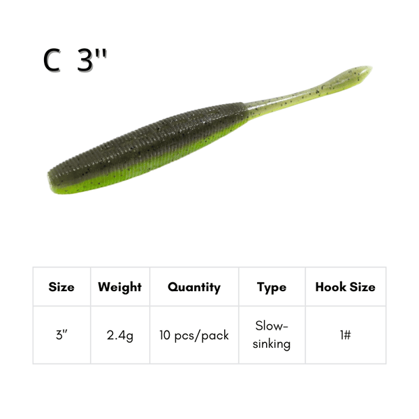 BROKEN RIVER Soft Plastic Stick Baits - 10pcs Dual-Density Salted Bass Fishing Lures, High-Frequency Micro-Shake Worms, Scented Slow Sinking Senko Style Baits for Texas & Wacky Rig