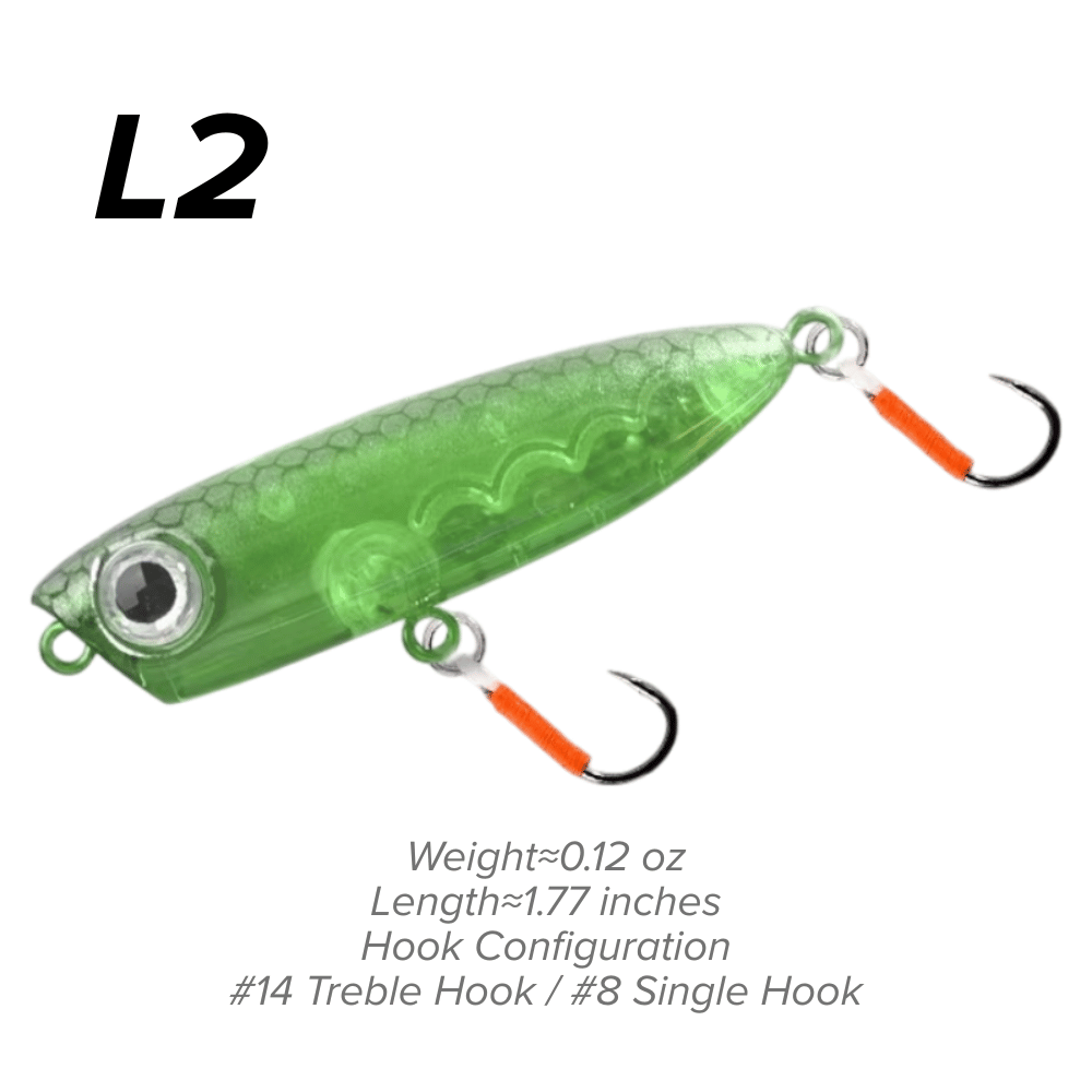 Topwater Pencil Lure 1.77" 0.12oz Popper Zigzag Action 4X Strong Hook Trout Bass