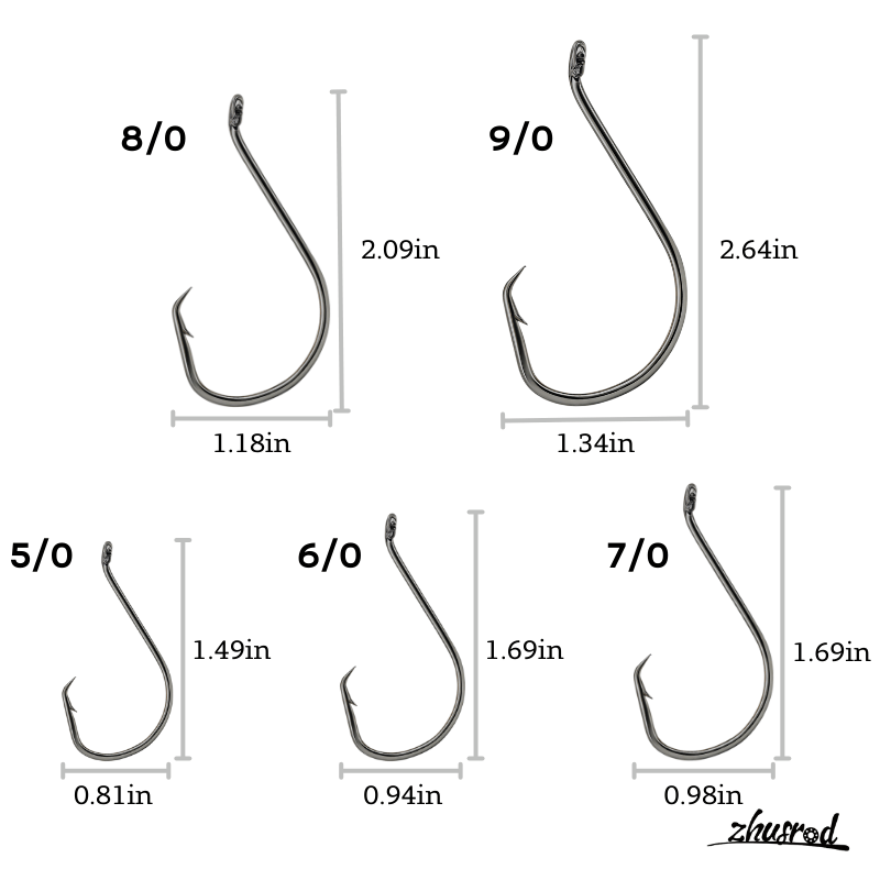 ZHUSROD 160pcs Circle Hooks Assortment Kit, High Carbon Steel Fishing Hooks 2X Strong Offset Octopus Hooks for Saltwater Freshwater, Sizes 5/0 6/0 7/0