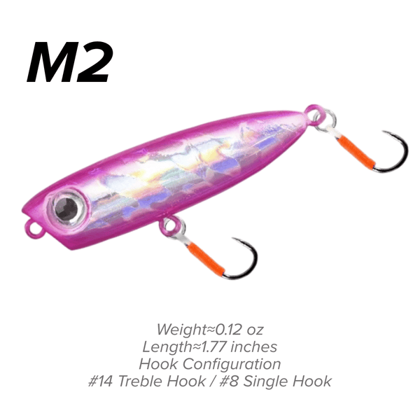 Topwater Pencil Lure 1.77" 0.12oz Popper Zigzag Action 4X Strong Hook Trout Bass