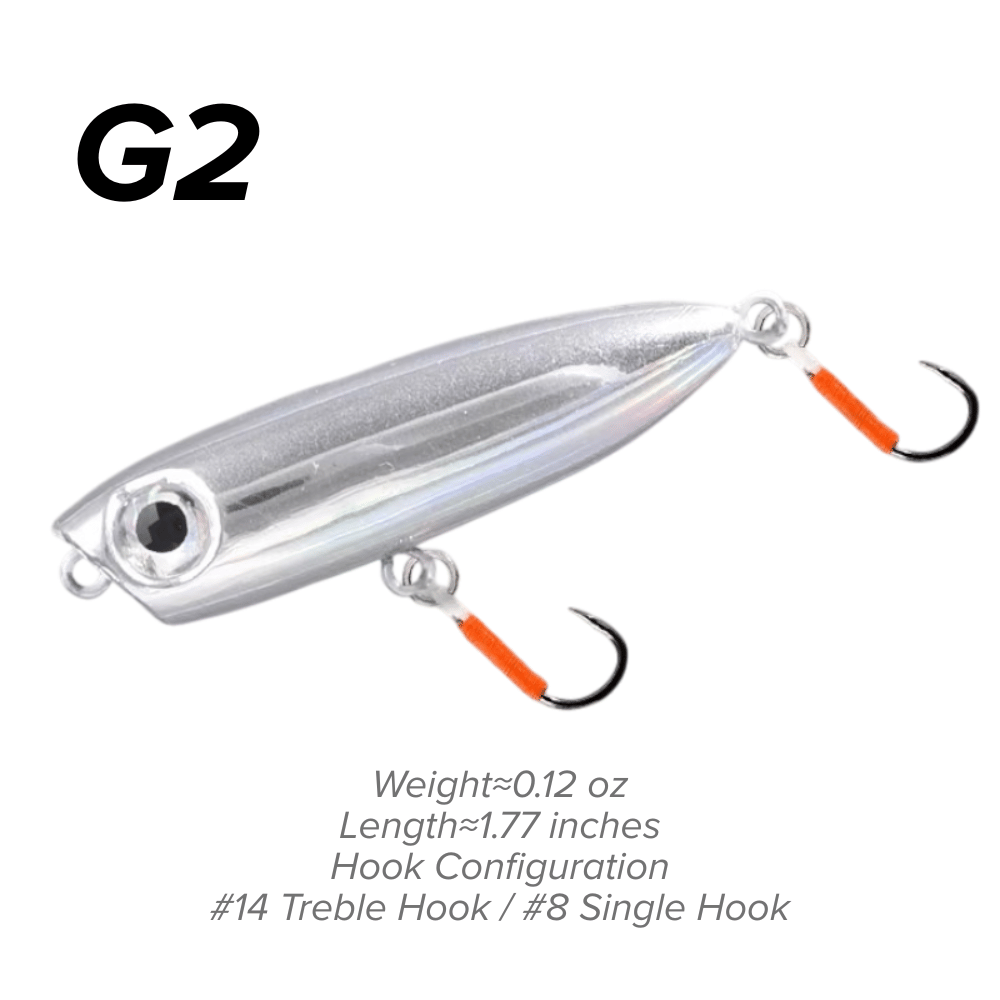 Topwater Pencil Lure 1.77" 0.12oz Popper Zigzag Action 4X Strong Hook Trout Bass