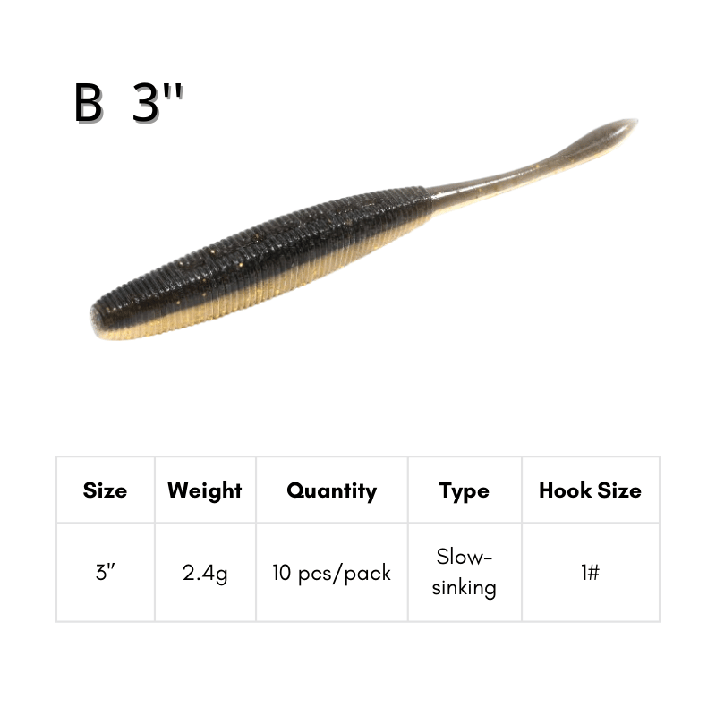 BROKEN RIVER Soft Plastic Stick Baits - 10pcs Dual-Density Salted Bass Fishing Lures, High-Frequency Micro-Shake Worms, Scented Slow Sinking Senko Style Baits for Texas & Wacky Rig