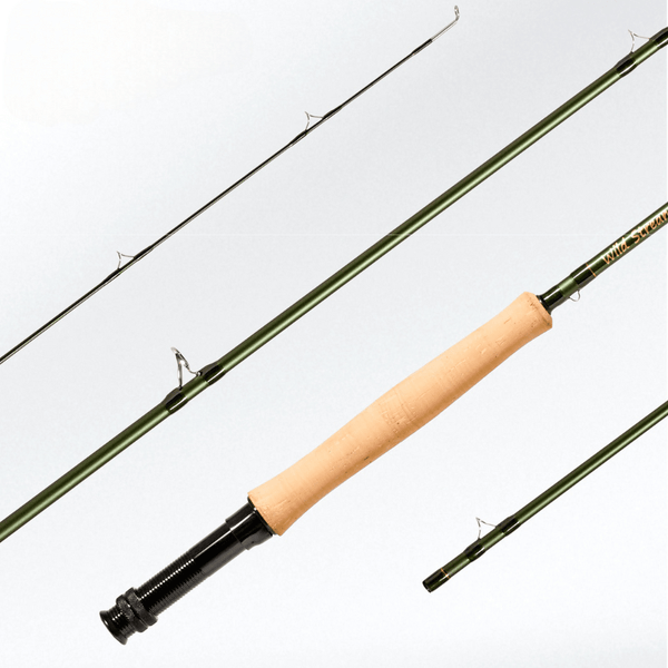 WILDSTREAM Rocky Mountain Fly Fishing Rod, 4-Piece Medium-Fast Action Fly Rod, 24T/30T Carbon Fiber Blank with PacBay Snake Guides & 3A Cork Handle (7ft-10ft, 3wt-12wt)