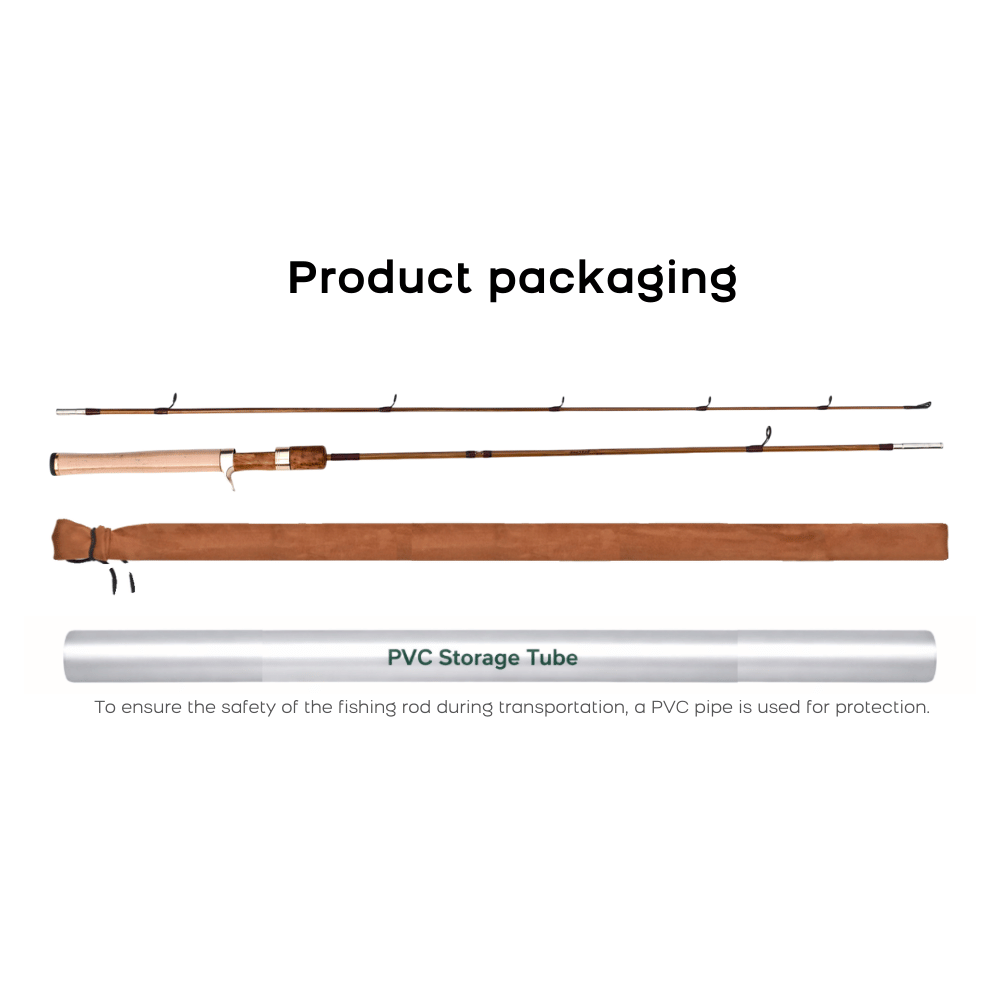 Handmade Tonkin Bamboo Casting Rod, 5'6'' 7' Ultra-Light (UL) Action Fishing Pole, 3A Cork Handle & Walnut CNC Reel | ZHUSROD