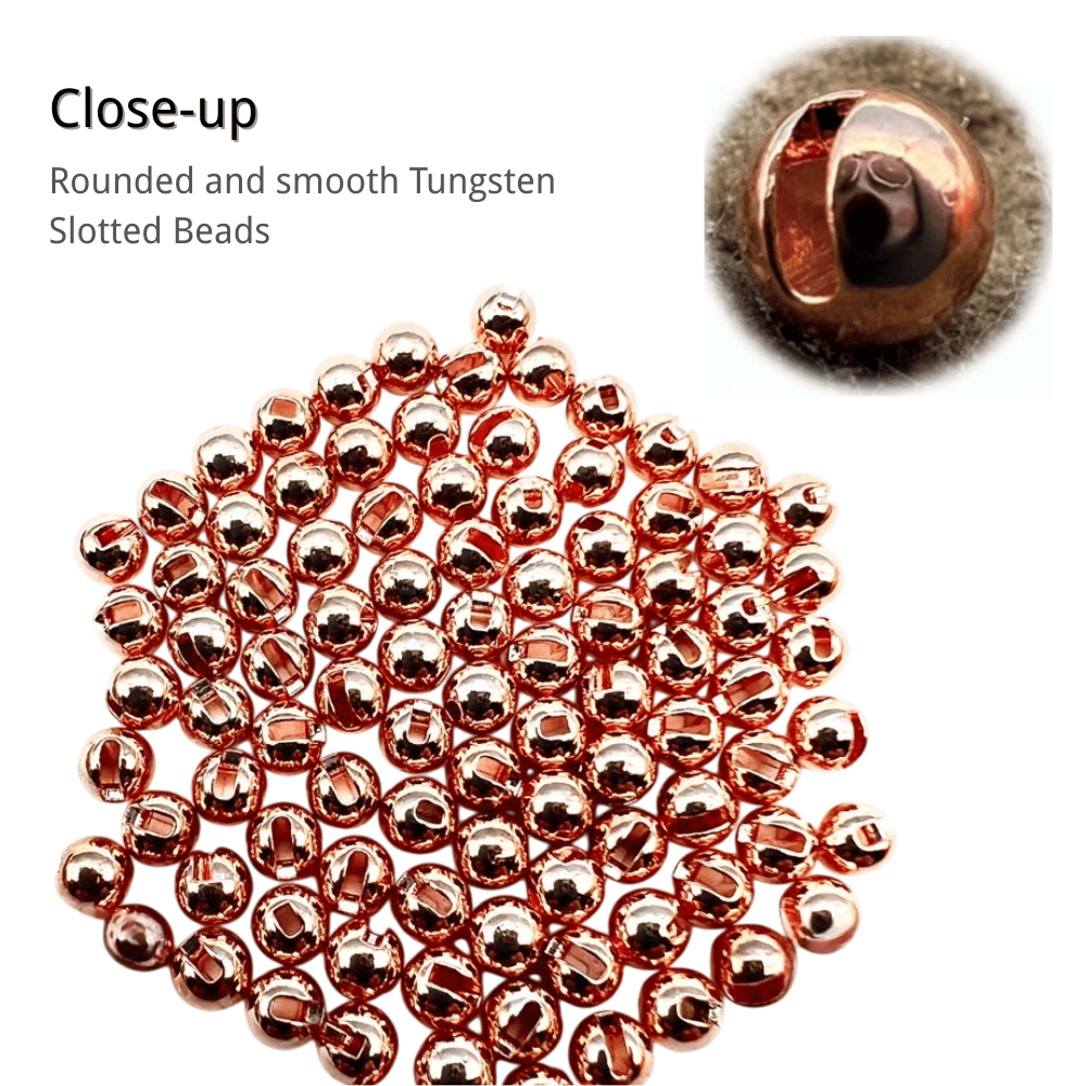 ZHUSROD Premium Slotted Tungsten Beads for Fly Tying - Fast Sinking Jig Head Beads for Nymphs, Multiple Sizes (2.8mm-4.6mm) & Vibrant Colors - High Density Fishing Tackle Material Secondary image