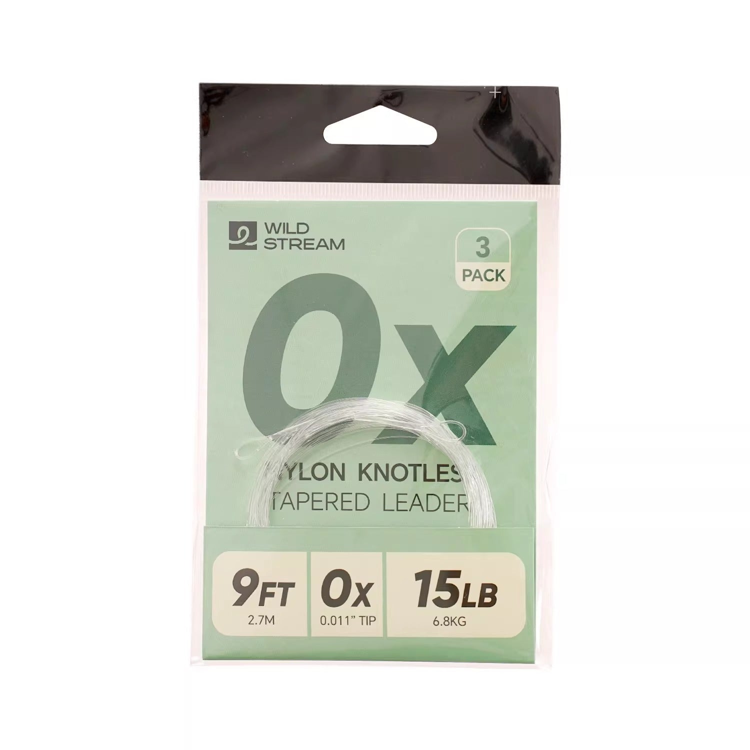 WILDSTREAM 9FT Fly Fishing Tapered Leader 3-Pack Knotless Nylon Pre-Looped 3X 4X 5X - Full View | ZHUSROD