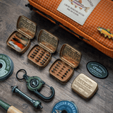 PWS Vintage Gold Fly Fishing Box - Portable Tinplate Tackle Case with Rigid EVA Insert, 15 Slots - Compact Pocket S | ZHUSROD