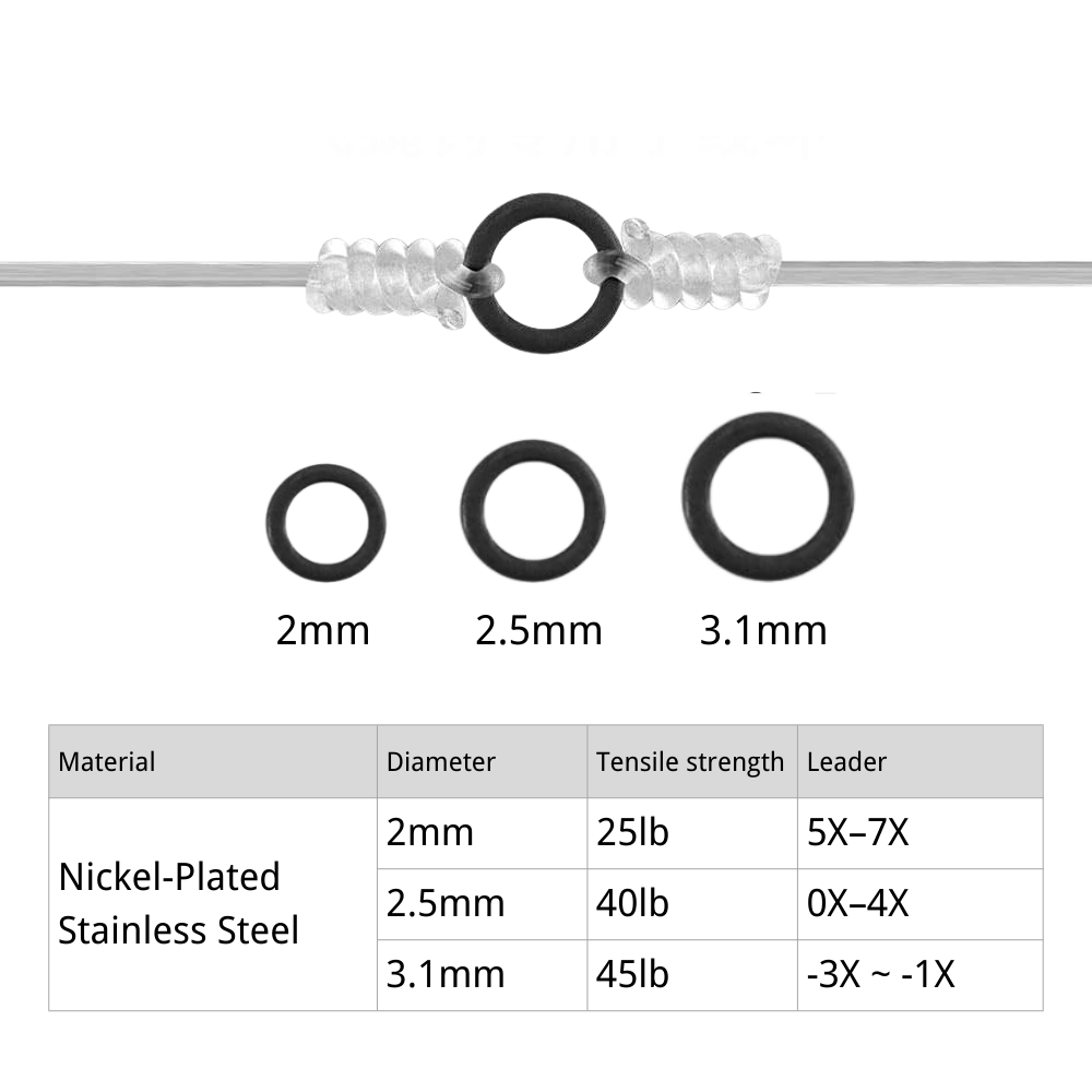 10/20/50 Pack Fly Fishing Tippet Rings - Seamless Nickel-Plated Stainless Steel O-Rings, Ultra-Lightweight Low Prof | ZHUSROD