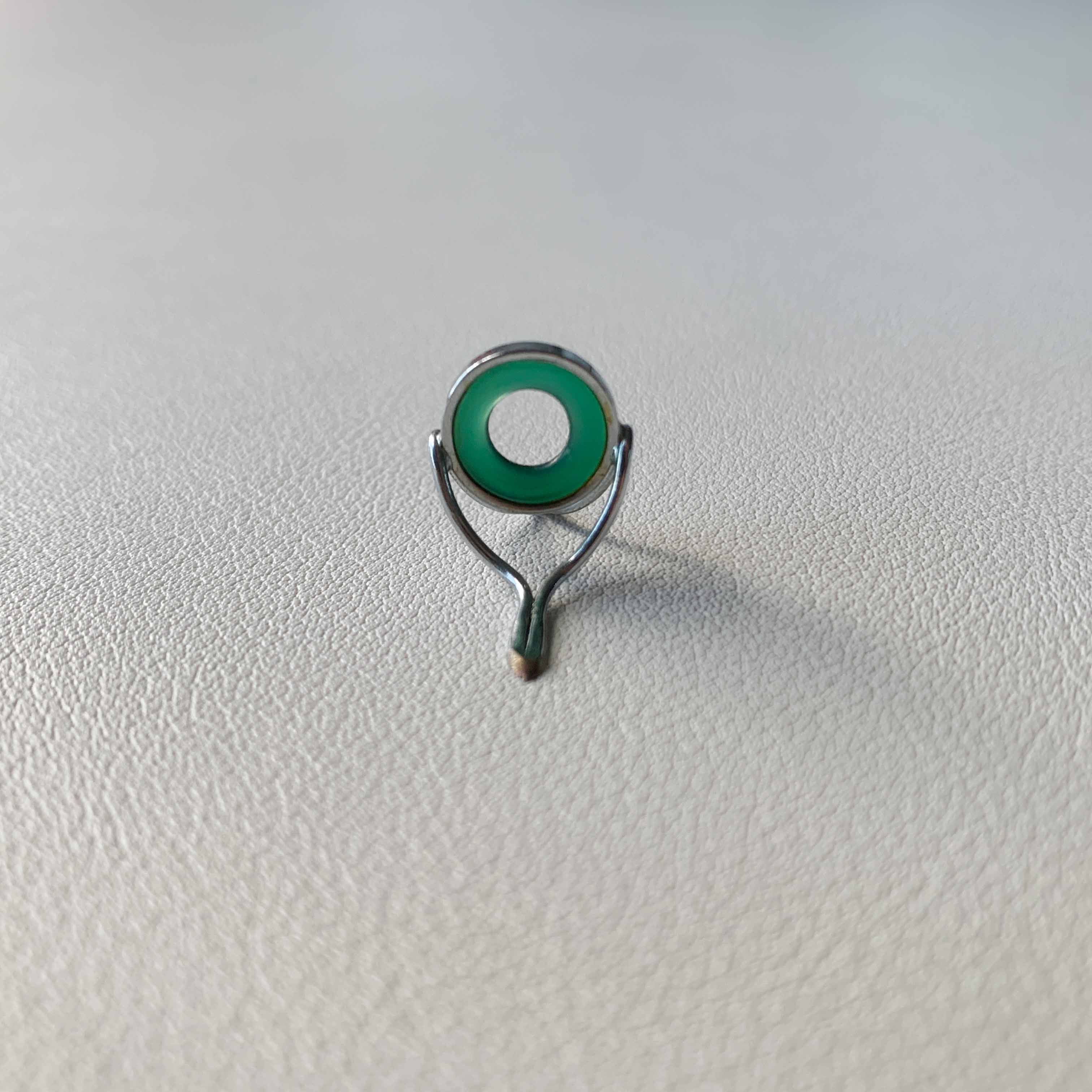 10mm Green /Agate Fly Rod Stripping Guide / Bright Nickel Silver Frame | ZHUSROD Main image