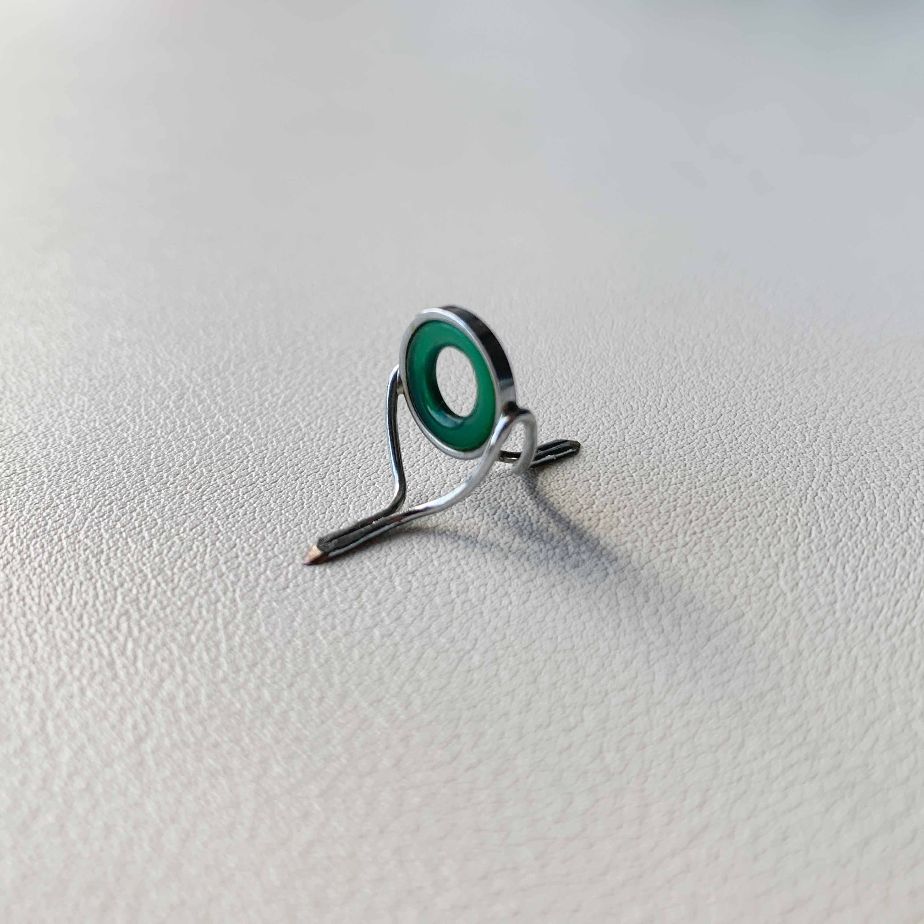 10mm Green /Agate Fly Rod Stripping Guide / Bright Nickel Silver Frame Secondary image