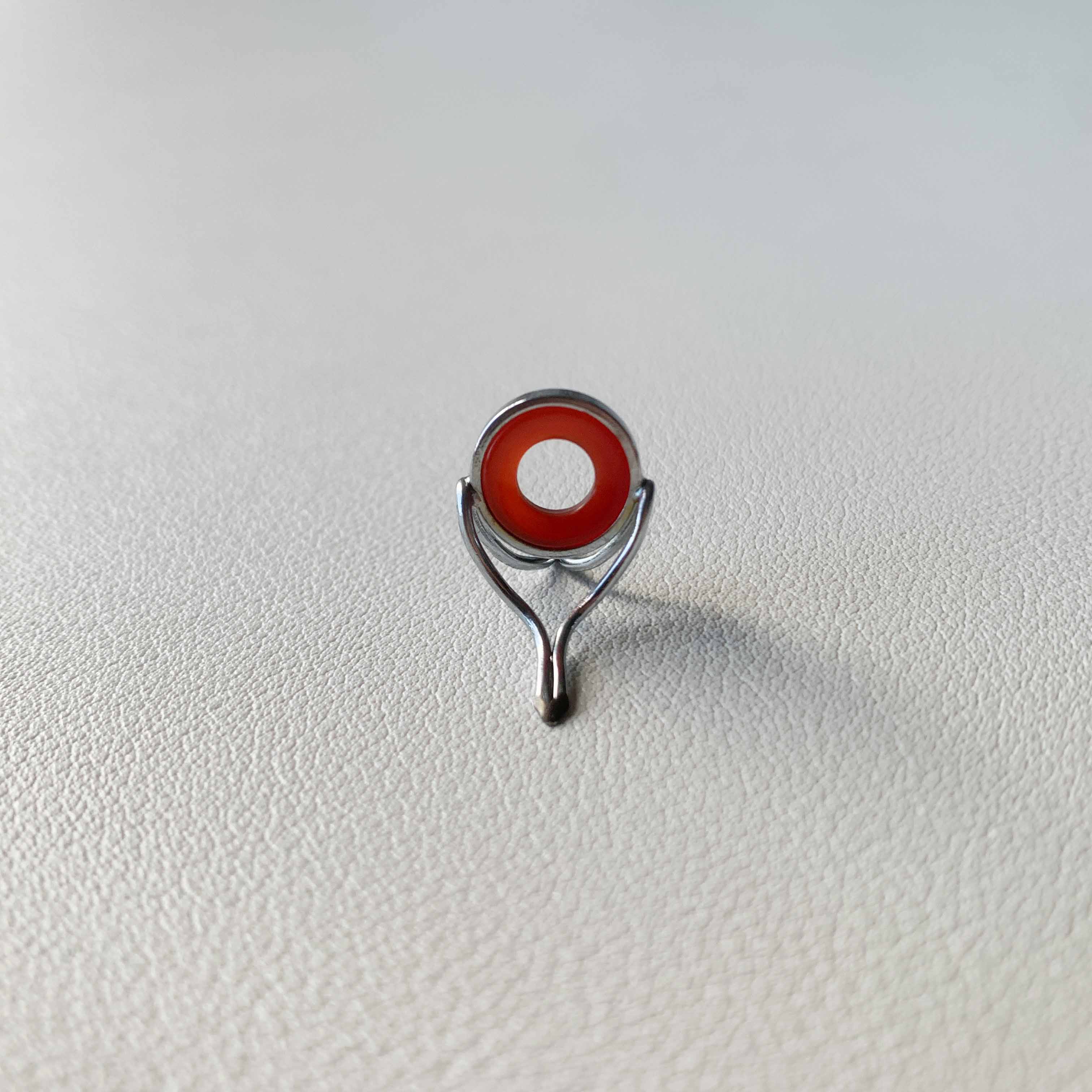 10mm Red /Agate Fly Rod Stripping Guide / Bright Nickel Silver Frame | ZHUSROD Main image