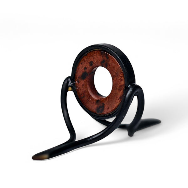 ZHUSROD dark agate fly rod stripping guide with black nickel silver frame, front product view