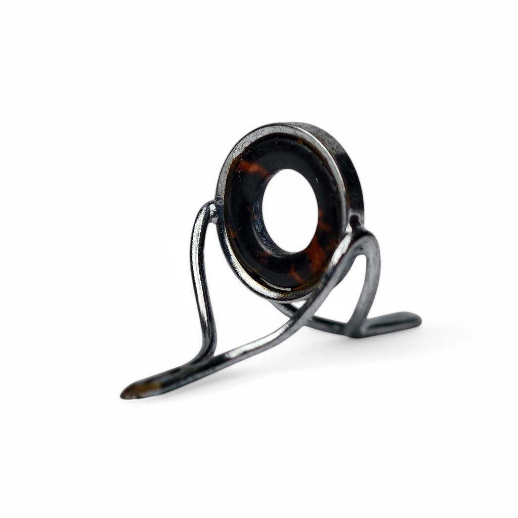 ZHUSROD dark agate fly rod stripping guide with bright nickel silver frame, front product view