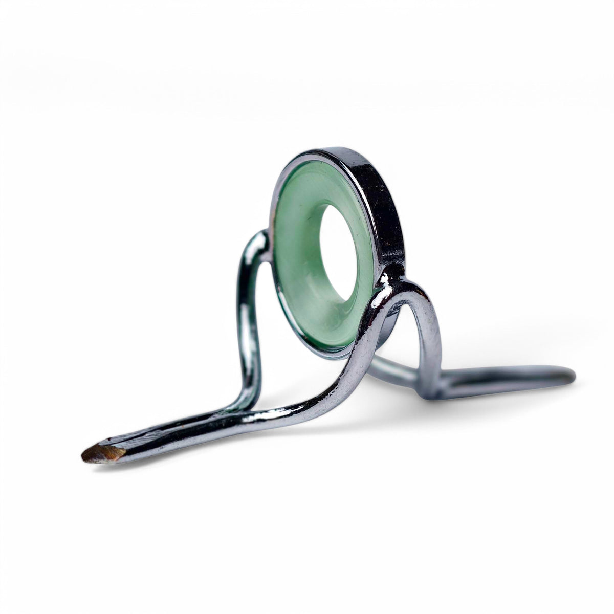 ZHUSROD mint green agate fly rod stripping guide with bright nickel silver frame, front product view Main image